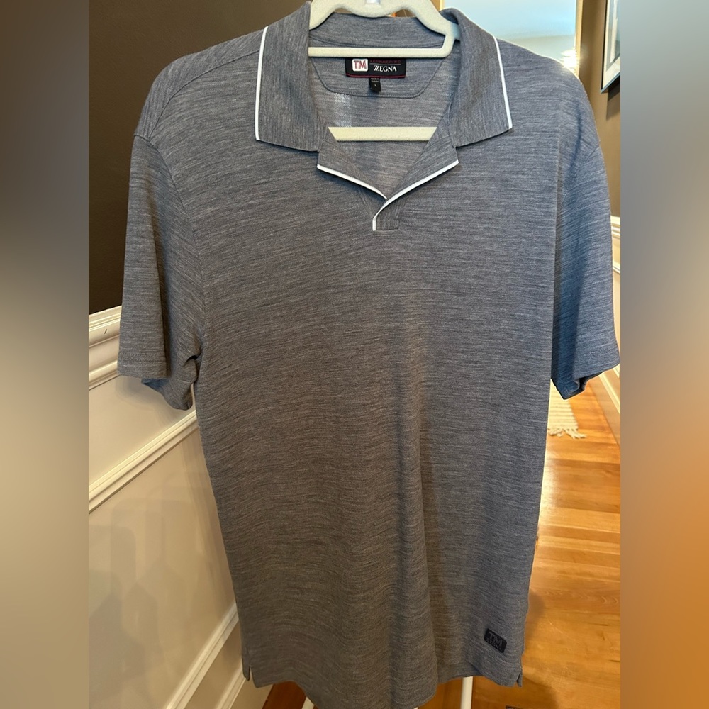 Z Zegna Techmerino Polo Grey size Large